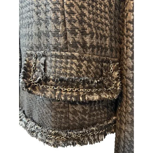 Zara Basic XL Houndstooth Wool Blend Detail Jacket - Picture 5 of 10